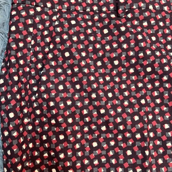 Theory Burgundy Geometric Print Wool Pants Size 8 - Picture 2 of 7